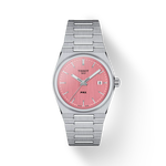 그림자가 있는 티쏘 PRX 35mm 시계의 전면 보기