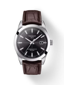 Vista frontal del reloj Tissot Gentleman Powermatic 80 Silicium con sombra