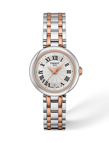 Vista frontal del reloj Tissot Bellissima 26mm con sombra