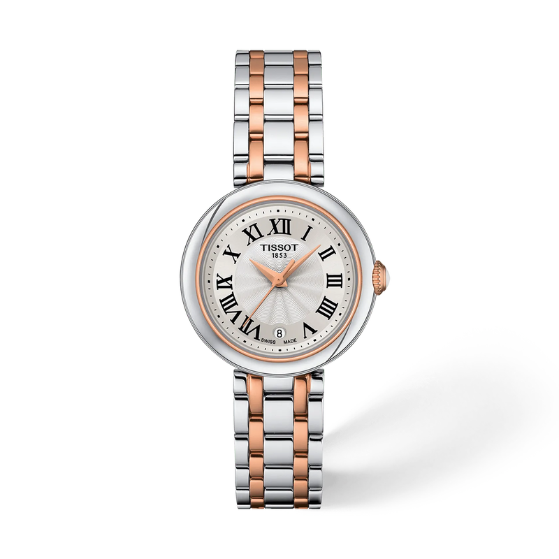 Front view of the watch Tissot Bellissima 26mm with shadow