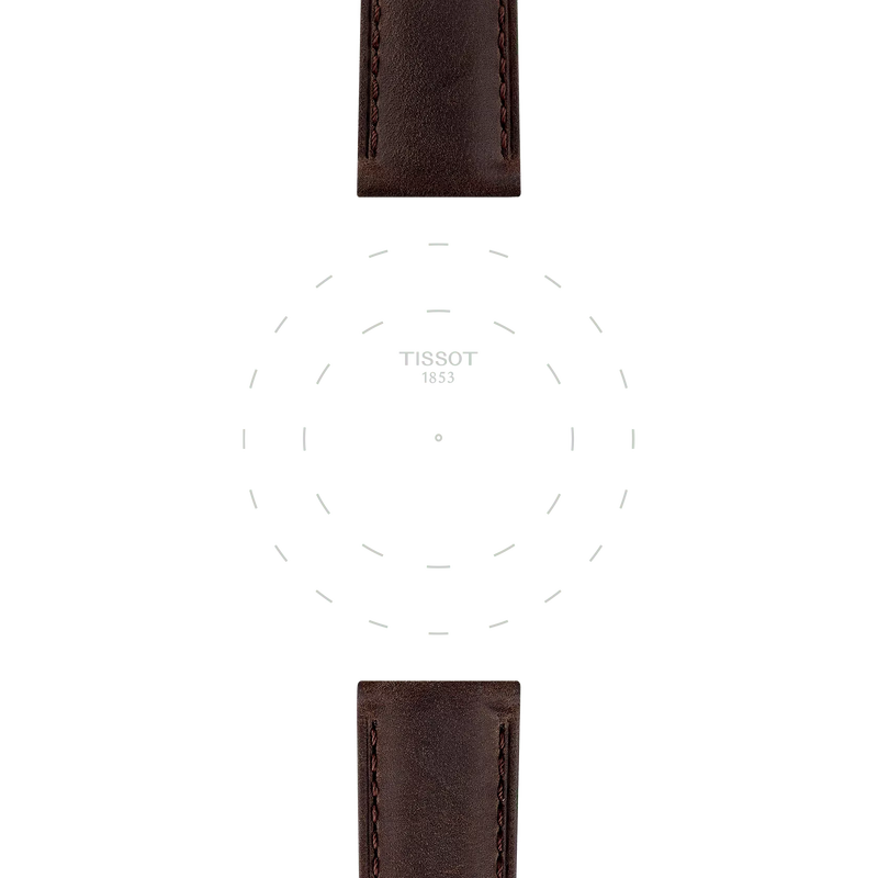 티쏘 정품 브라운 레더 스트랩 20 mm 의 러그에 초점