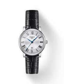 Front view of the watch Tissot Carson Premium 30mm with shadow