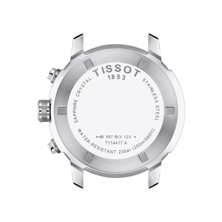มุมมองด้านหลังของตัวเรือนนาฬิกา Tissot PRC 200 Chronograph