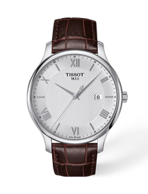 Front view of the watch Tissot Tradition 42mm with shadow