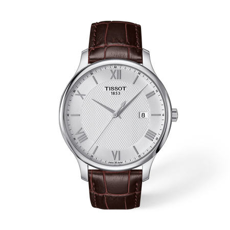 Front view of the watch Tissot Tradition 42mm with shadow