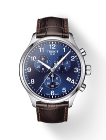 Front view of the watch Tissot Chrono XL Classic 45mm with shadow