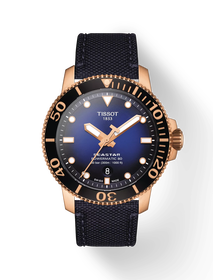 Front view of the watch Tissot Seastar 1000 Powermatic 80 with shadow