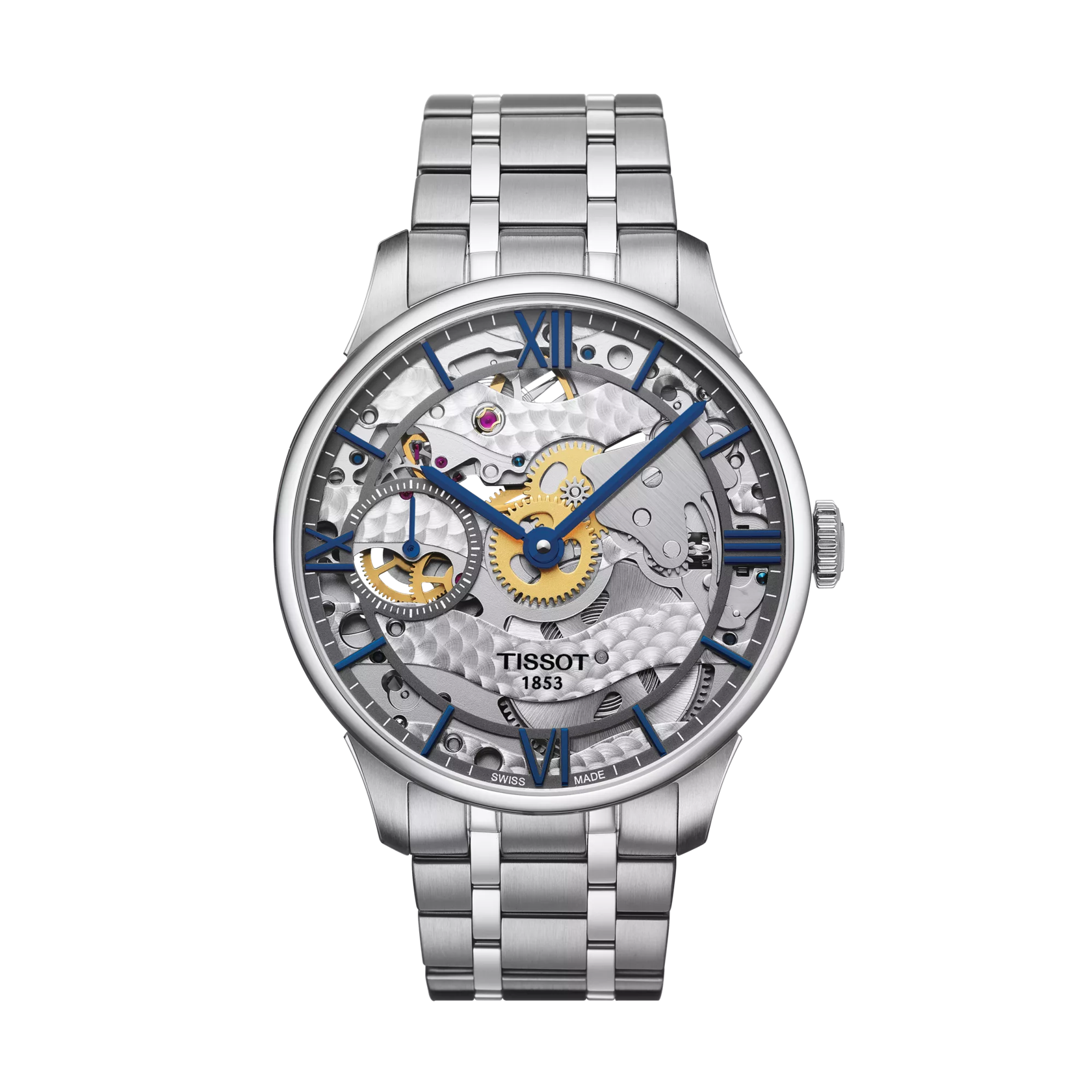 Front view of the watch Tissot Chemin des Tourelles Squelette Mechanical