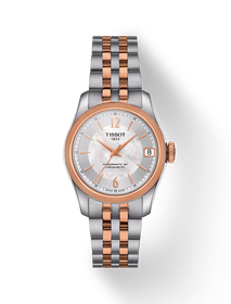 Front view of the watch Tissot Ballade Powermatic 80 COSC Lady with shadow