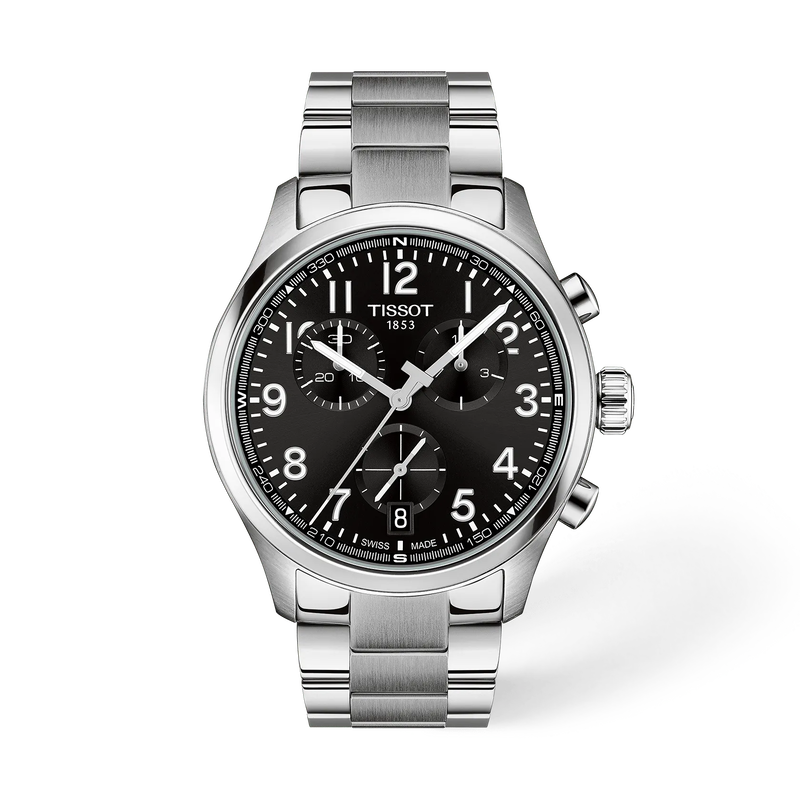 Vorderansicht der Uhr Tissot Chrono L 42mm mit Schatten