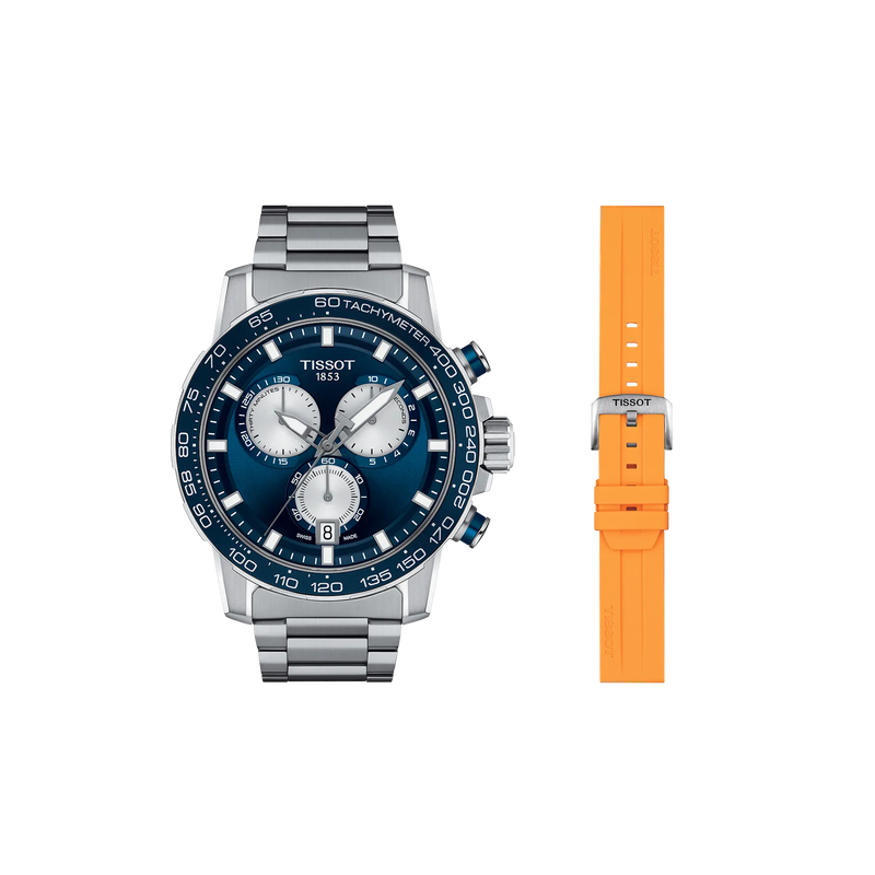 Front view of the watch Tissot Supersport NBA 2026 Championship Special Edition with shadow