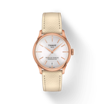 Front view of the watch Tissot Chemin des Tourelles Powermatic 80 34 mm with shadow