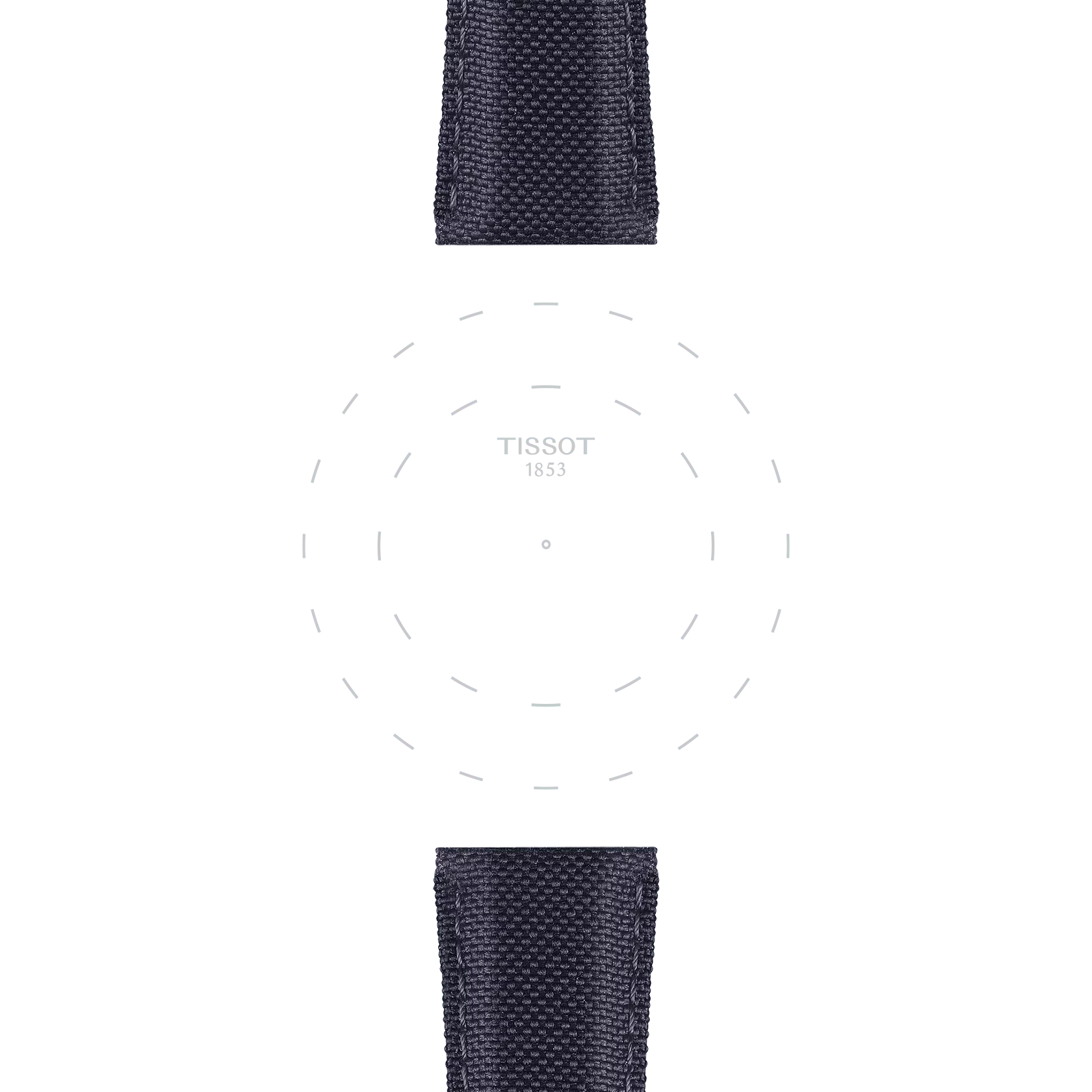 Focus on the lugs of Tissot Official Anthracite Fabric Strap Lugs 21 mm