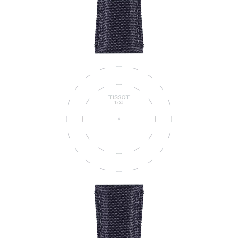Focus on the lugs of Tissot Official Anthracite Fabric Strap Lugs 21 mm