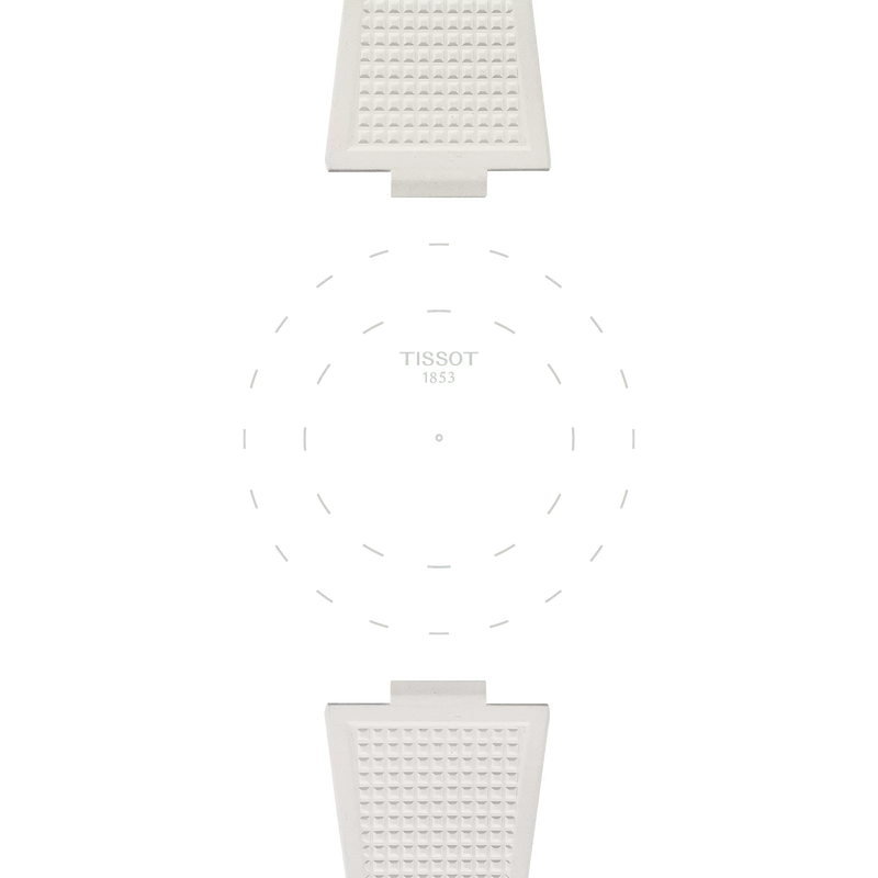 Focus on the lugs of Tissot Official White PRX 40mm Rubber Strap