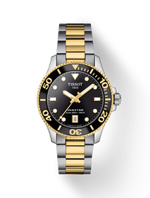 Front view of the watch Tissot Seastar 1000 36mm with shadow