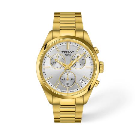 Front view of the watch Tissot PR 100 40mm with shadow