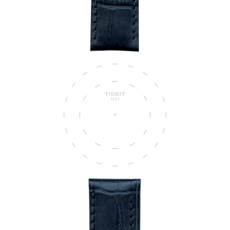 TISSOT ブルー レザーストラップ 19mmのラグのフォーカス