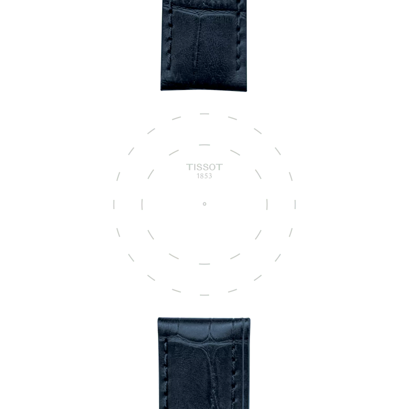 TISSOT ブルー レザーストラップ 19mmのラグのフォーカス