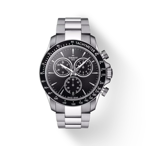 Front view of the watch Tissot V8 Quartz Chronograph with shadow