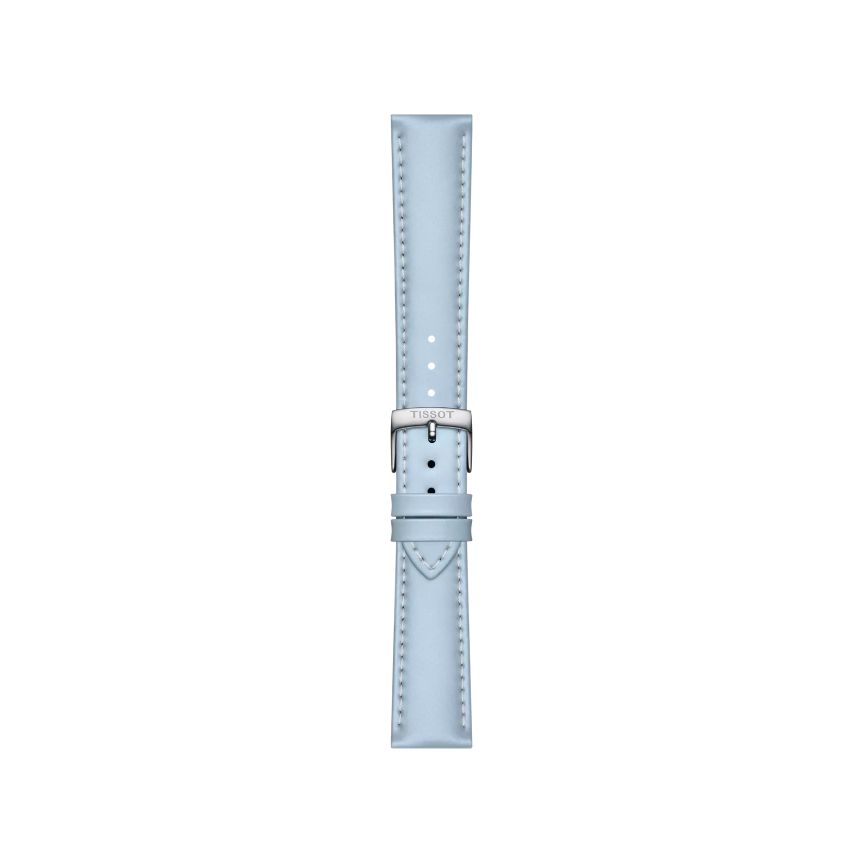 Front view of Tissot Mavi Deri Kayış Boynuz Aralığı 18 mm