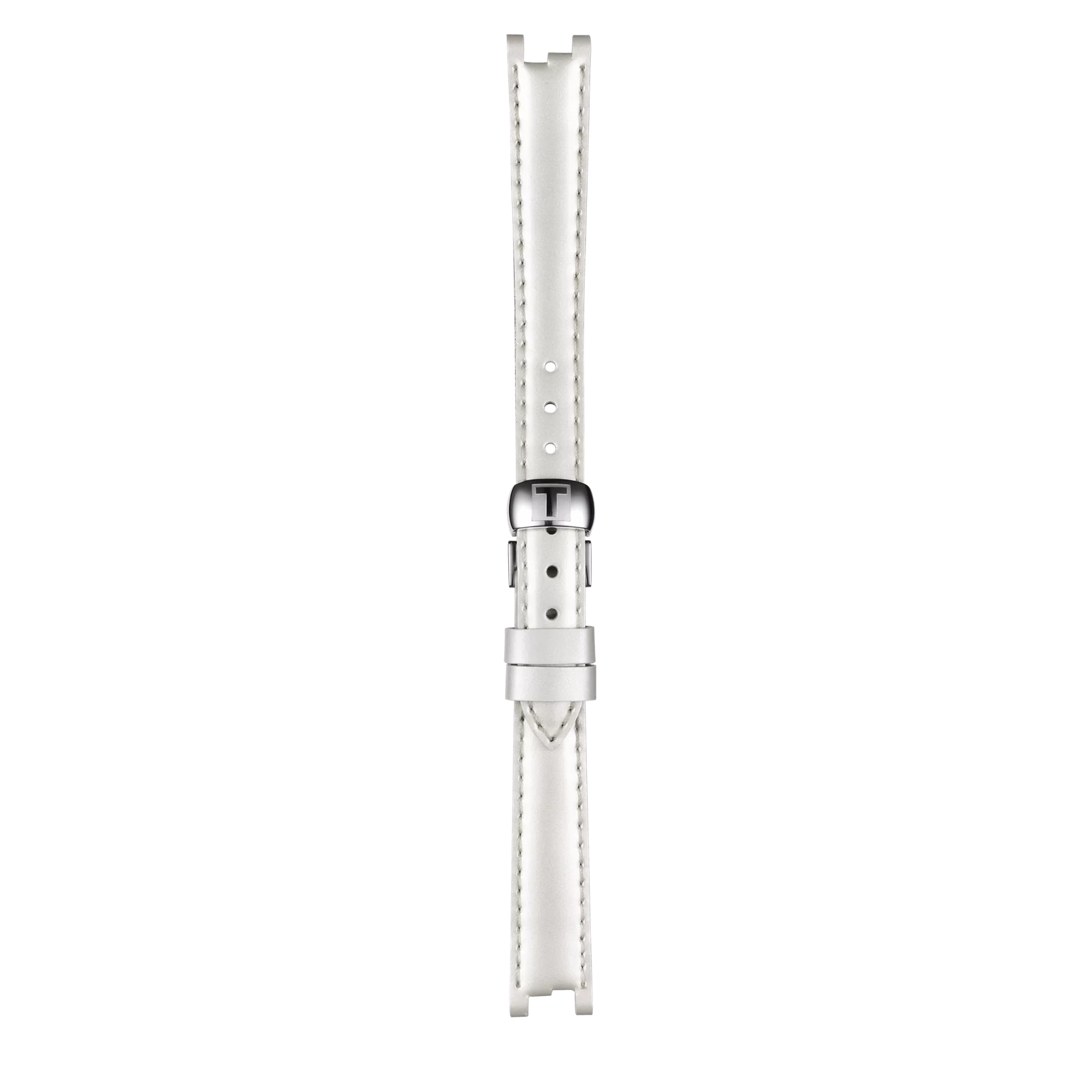 Front view of Tissot Official White Leather Strap Lugs 12 mm