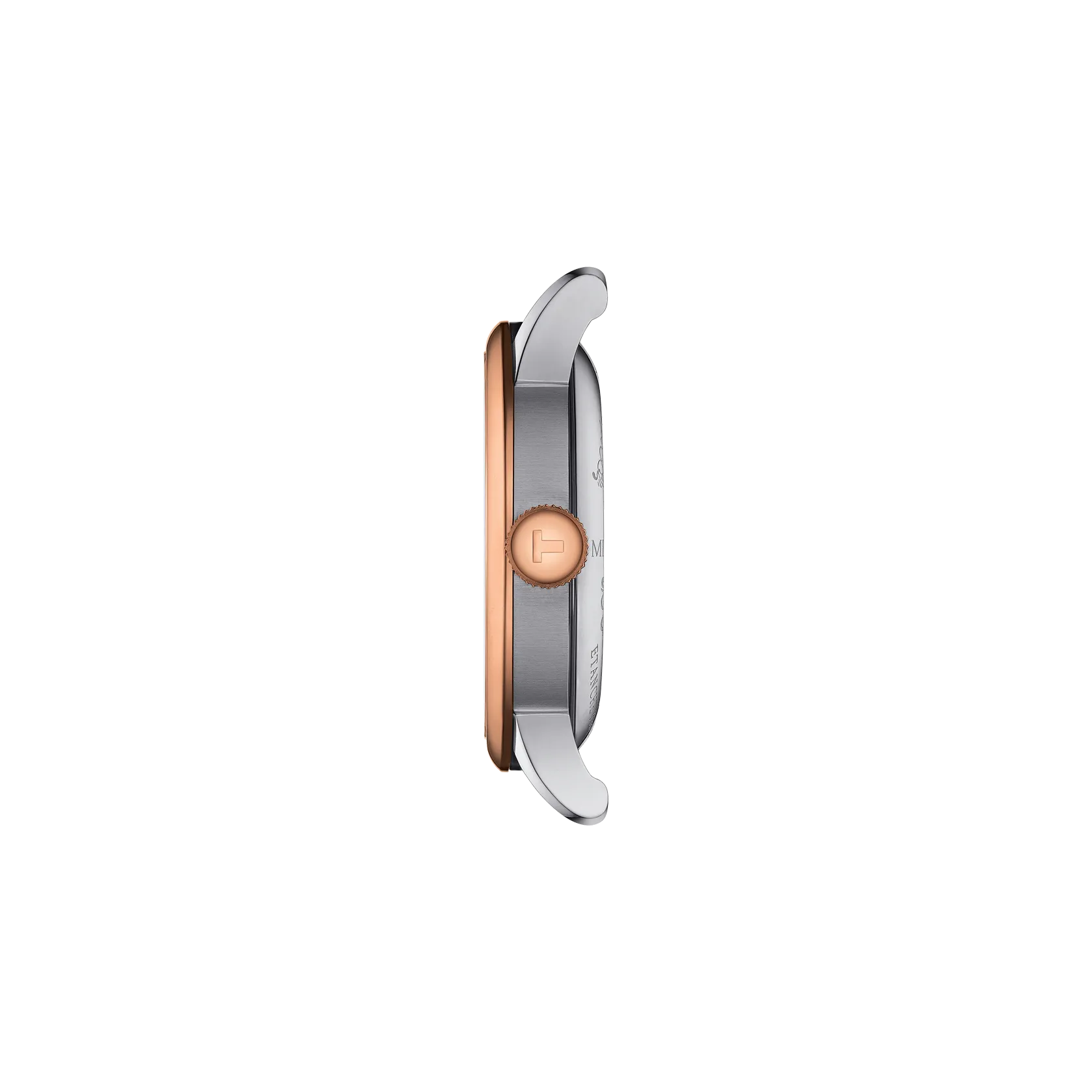 Profile view of the watch case Tissot Le Locle Open Heart 39.3mm