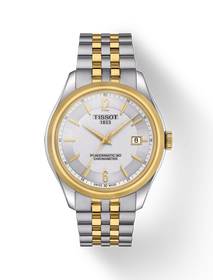 มุมมองด้านหน้าของนาฬิกา Tissot Ballade Powermatic 80 COSC พร้อมเงา