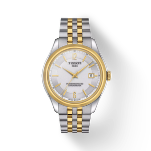 มุมมองด้านหน้าของนาฬิกา Tissot Ballade Powermatic 80 COSC พร้อมเงา