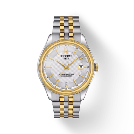 Front view of the watch Tissot Ballade Powermatic 80 COSC with shadow