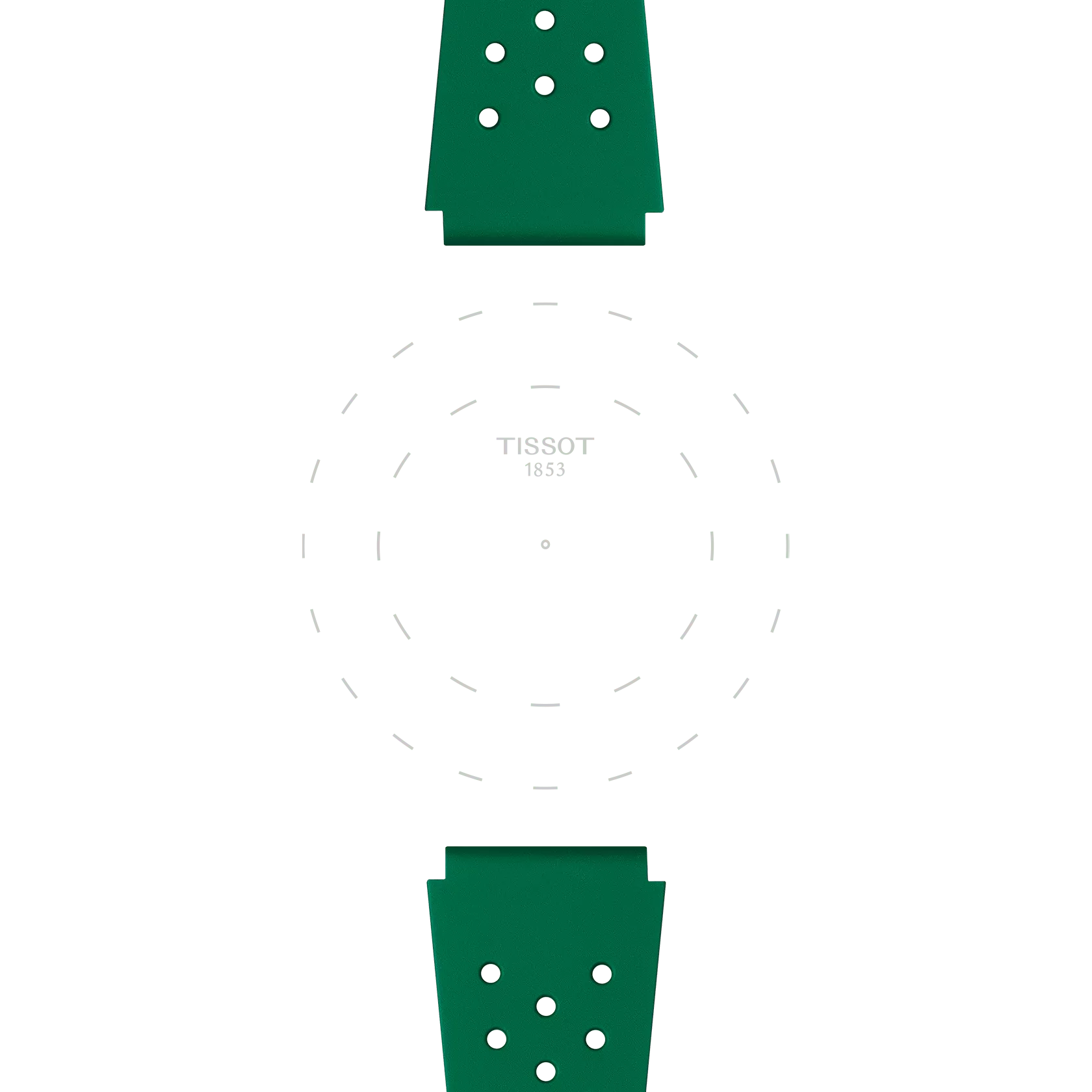 Focus on the lugs of Tissot Official Green Sideral Rubber Strap