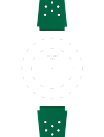 Focus on the lugs of Tissot Official Green Sideral Rubber Strap