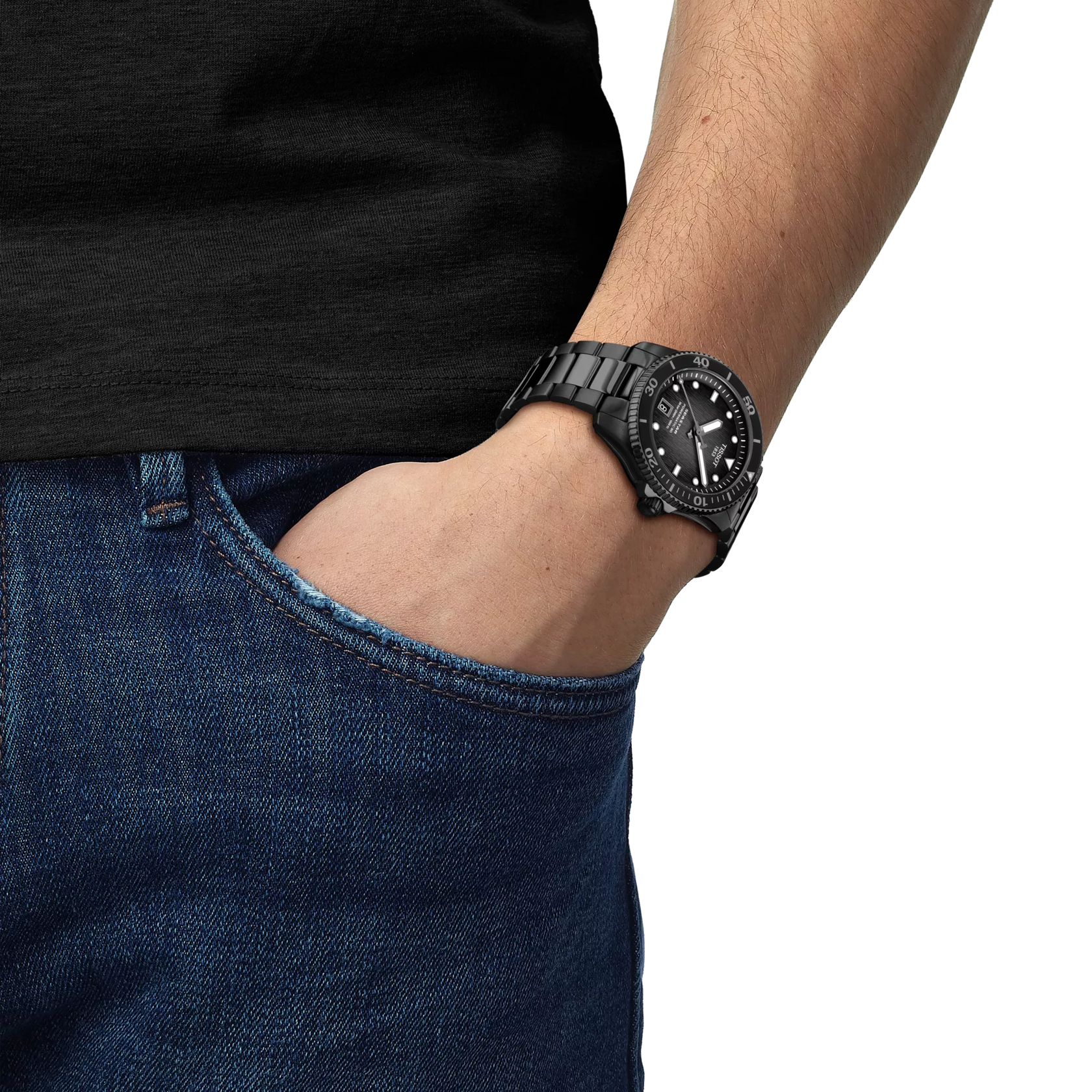 Simulation of the watch Tissot Seastar 1000 40mm on a wrist