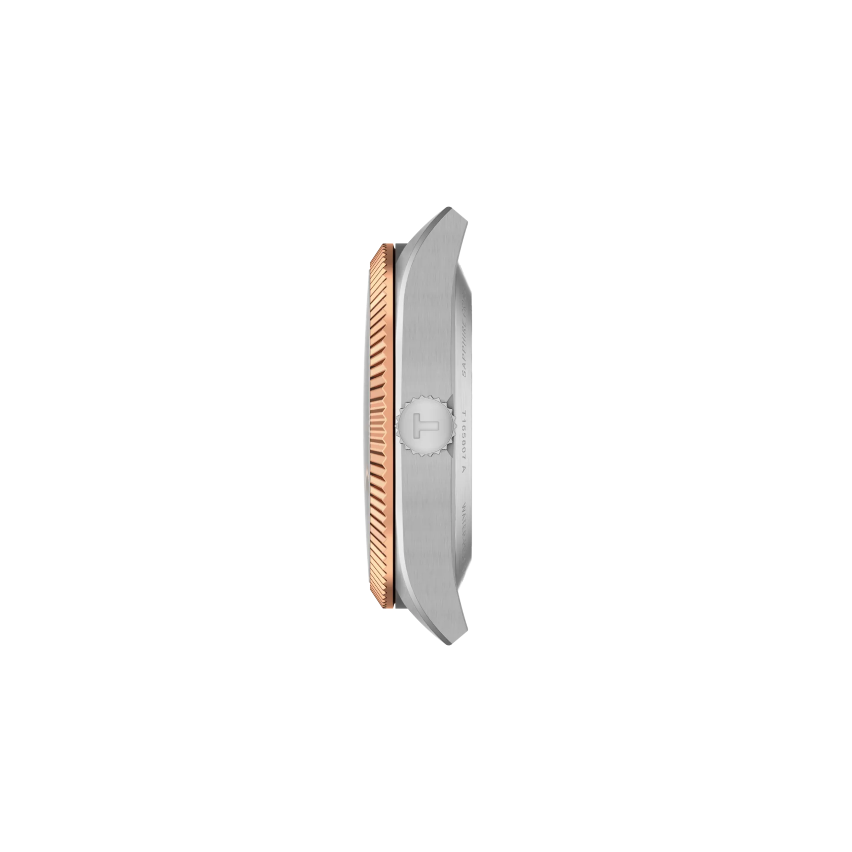 Profile view of the watch case Tissot Gentleman Gold Bezel 38mm