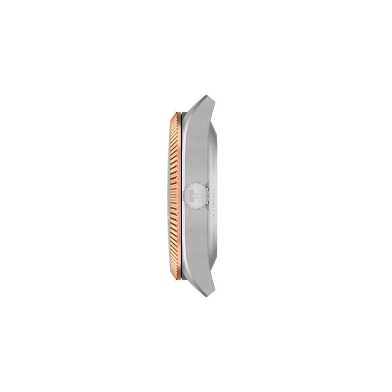 Profile view of the watch case Tissot Gentleman Gold Bezel 38mm