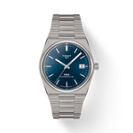 Vue de face de la montre Tissot PRX Titane 38mm avec ombre