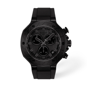 Front view of the watch Tissot T-Race 45mm with shadow
