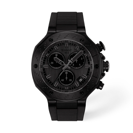 Front view of the watch Tissot T-Race 45mm with shadow