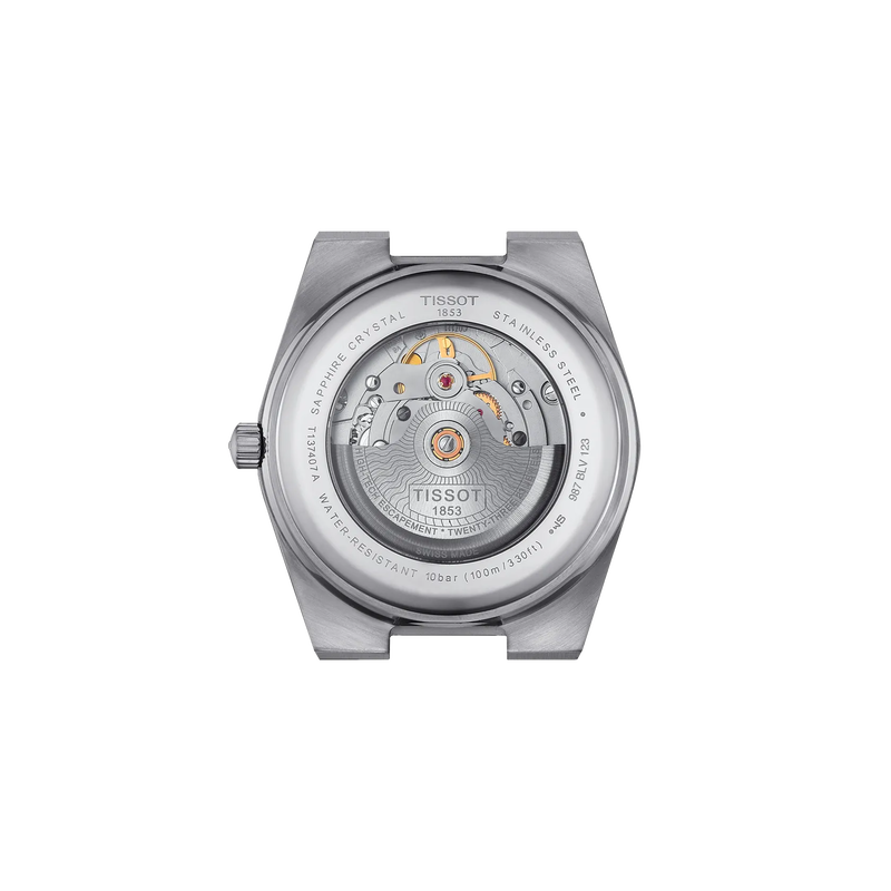 Caseback of Tissot PRX Powermatic 80 reference T137.407.11.041.03