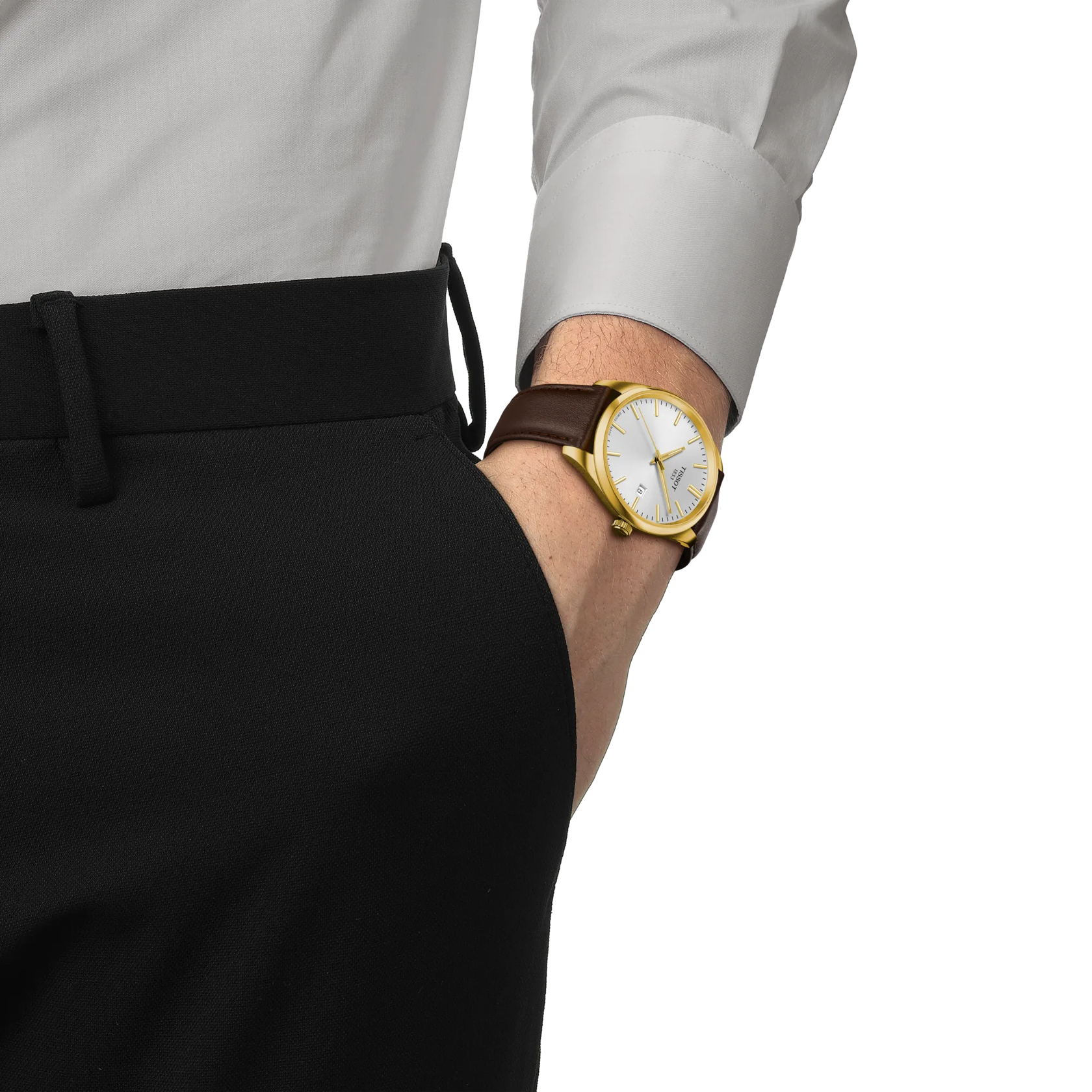 Simulaci&oacute;n del reloj TISSOT PR 100 40mm en una mu&ntilde;eca