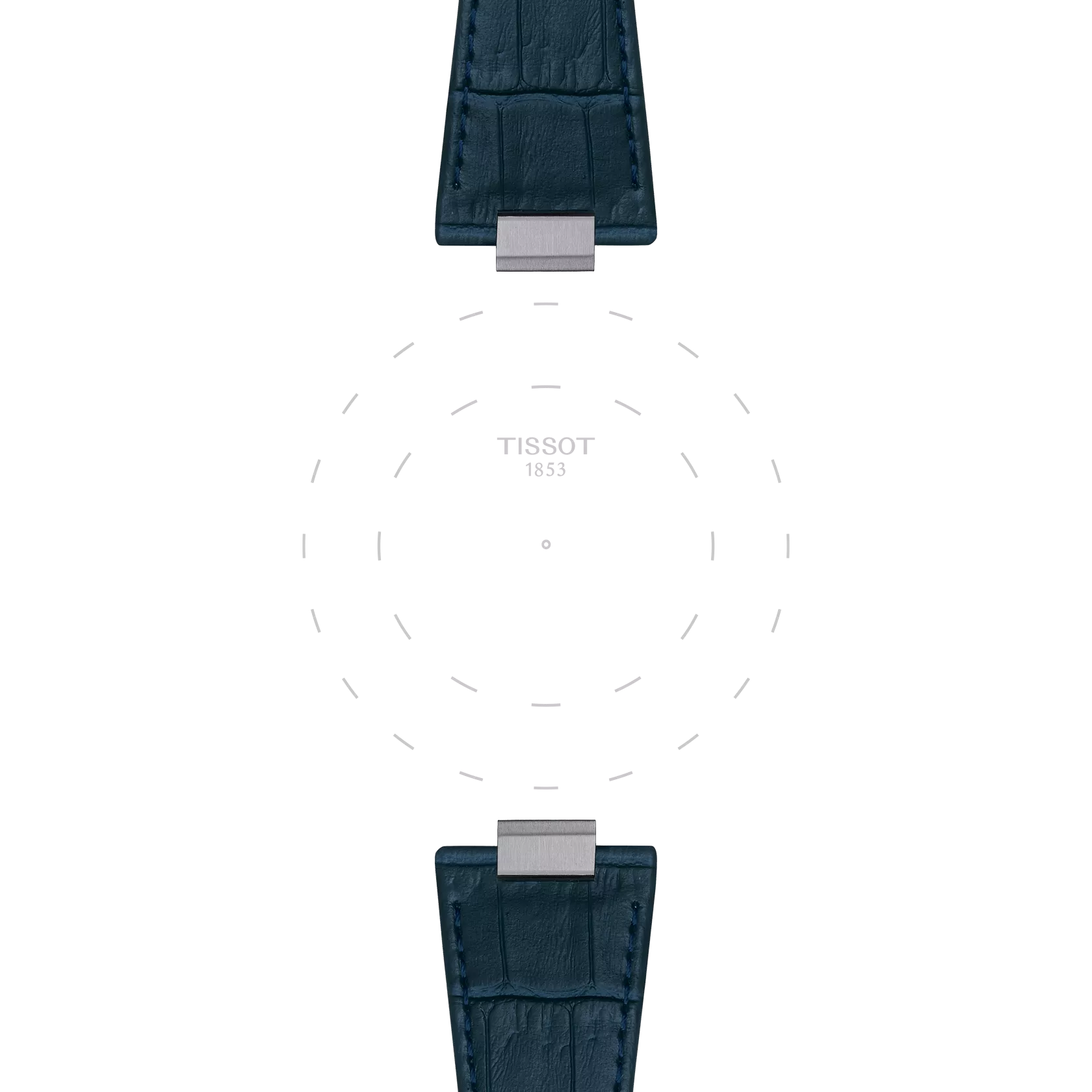 Focus on the lugs of Tissot Official Dark Blue PRX 40mm Leather Strap