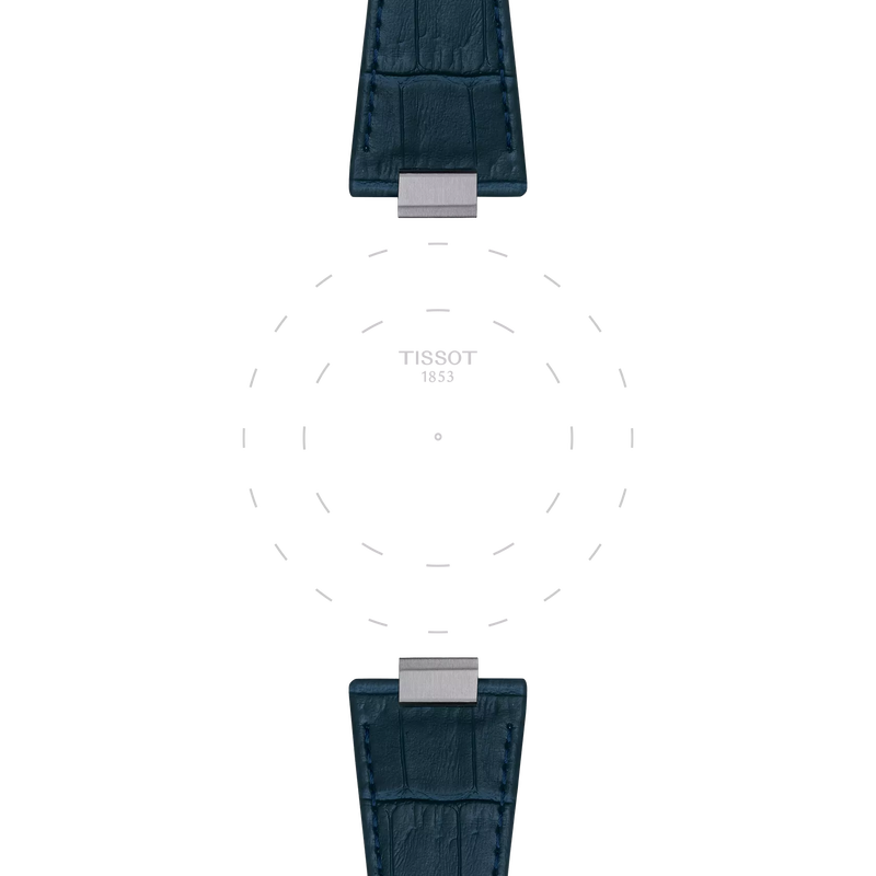 Focus on the lugs of Tissot Official Dark Blue PRX 40mm Leather Strap