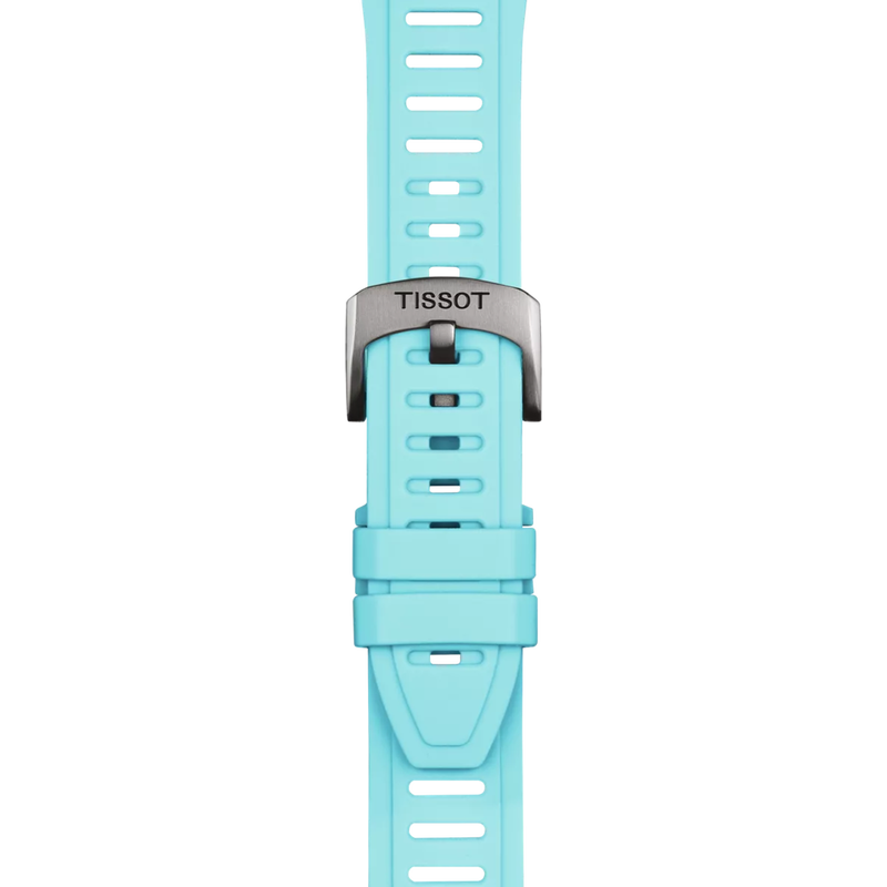 Zoom on Bracelet Officiel Tissot Silicone Bleu Glace Entre-cornes 21 mm XS