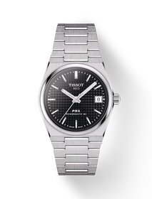Front view of the watch Tissot PRX 35mm with shadow
