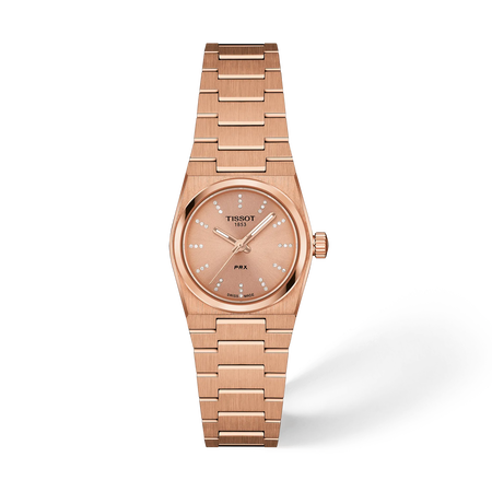 Vista frontal del reloj Tissot PRX 25mm con sombra