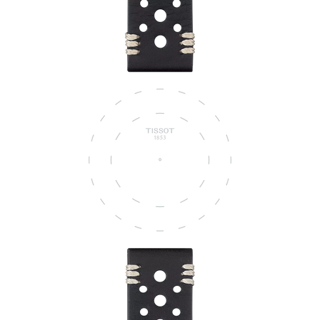 Focus on the lugs of Tissot Official Black Leather Strap Lugs 22 mm