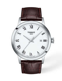 Front view of the watch Tissot Classic Dream 42mm with shadow