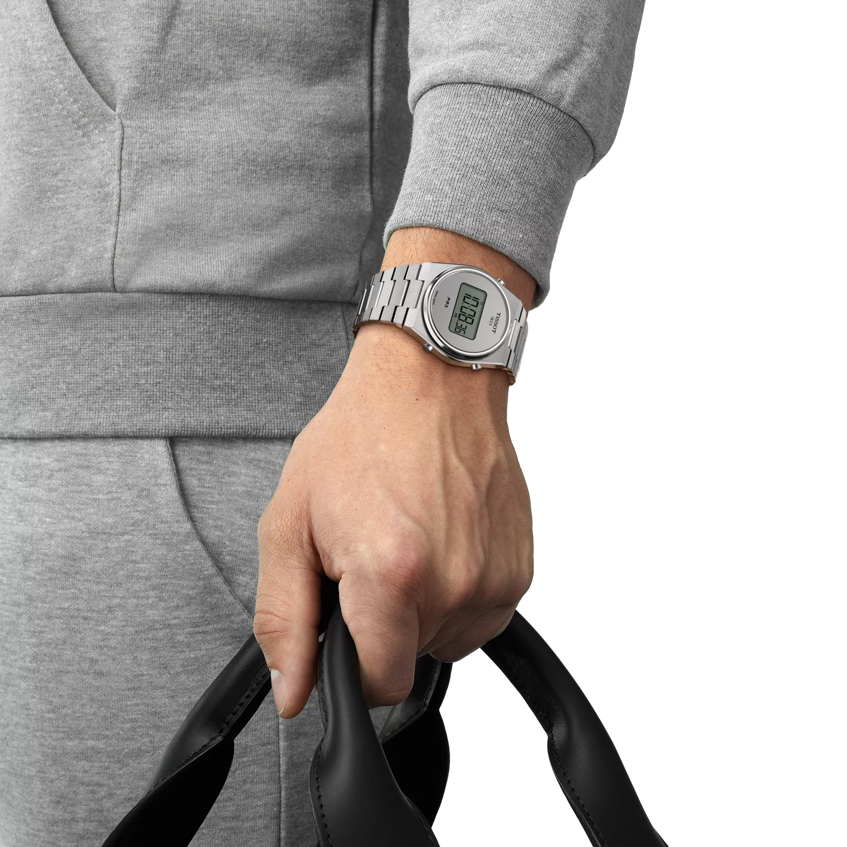 Simulation of the watch Tissot PRX Digital on a wrist