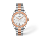 Vue de face de la montre Tissot PR 100 Sport Chic 36mm avec ombre