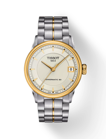 Front view of the watch Tissot Luxury Powermatic 80 Lady with shadow